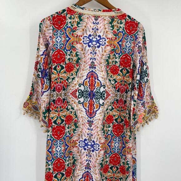 Soft Surroundings Ipanema Maxi Dress Embroidered Cover Up Colorful NEW Womens XS - Picture 10 of 10